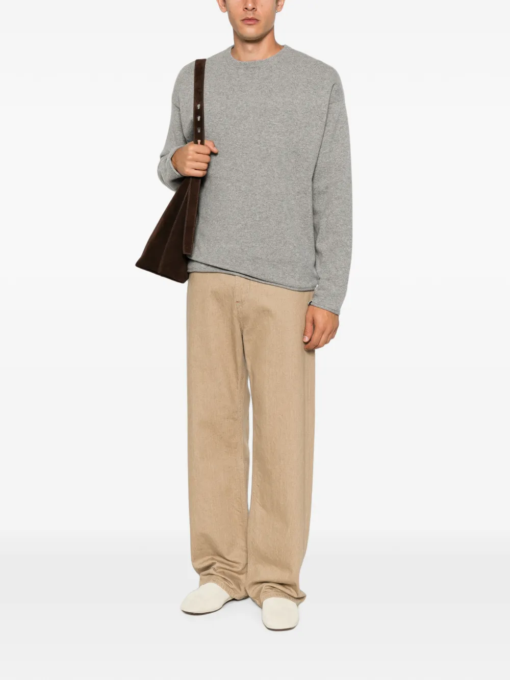 extreme cashmere Kasjmier trui met ronde hals en lange mouwen Grijs