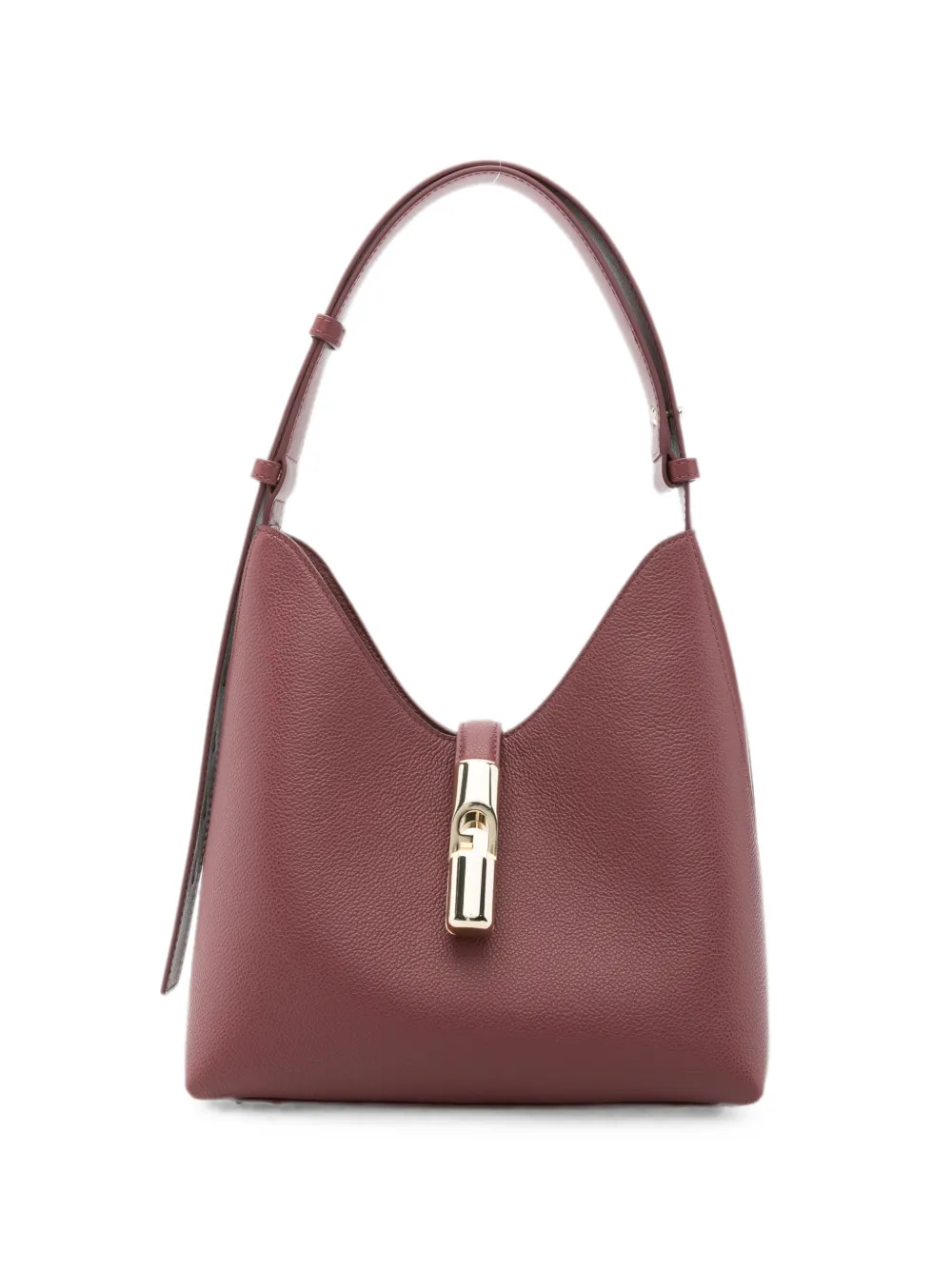 Furla Grained-leather Turn-lock Tote Bag In Brown
