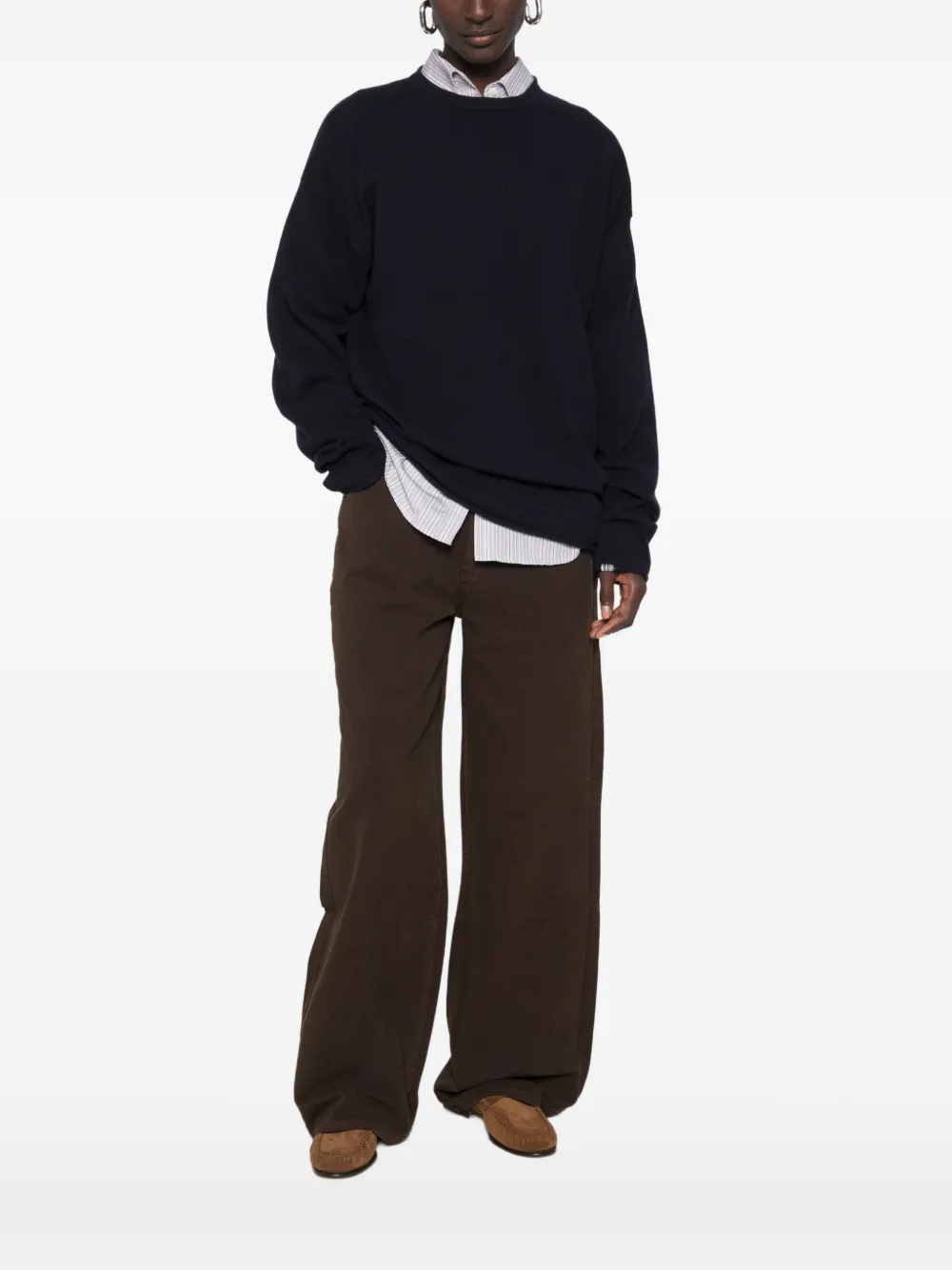 extreme cashmere Paolo trui met ronde hals en lange mouwen Blauw