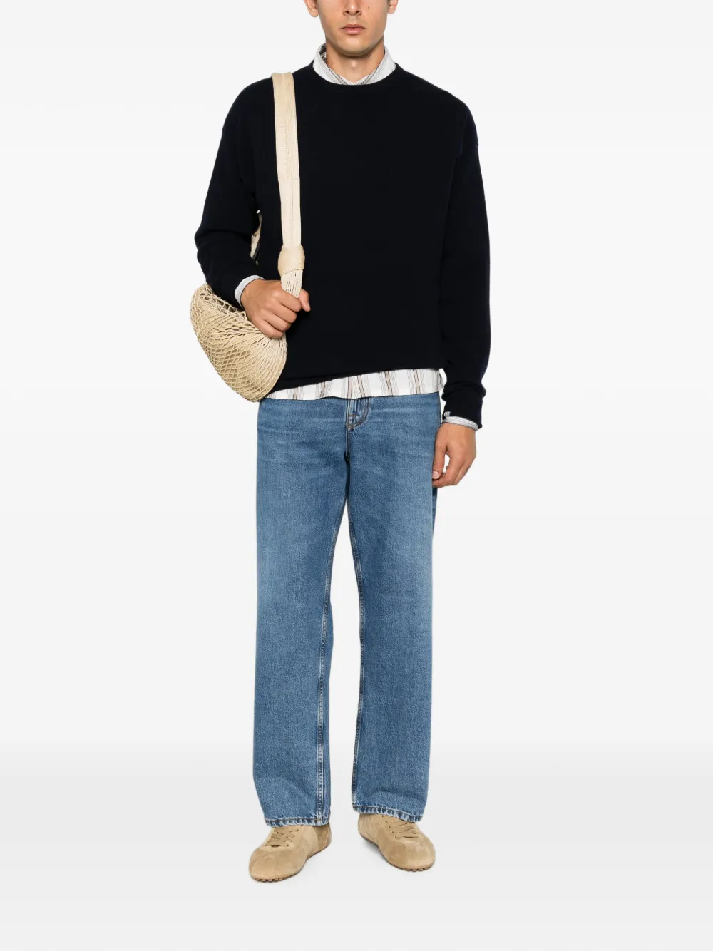 extreme cashmere Paolo trui met ronde hals en lange mouwen Blauw