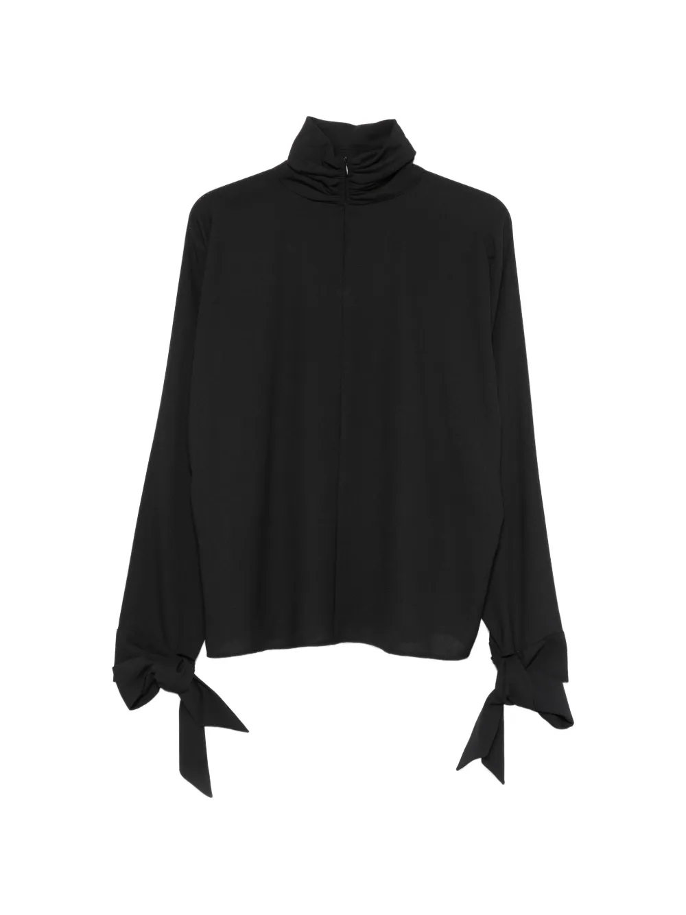 Emporio Armani Blouse met hoge hals en gestrikte manchetten Zwart