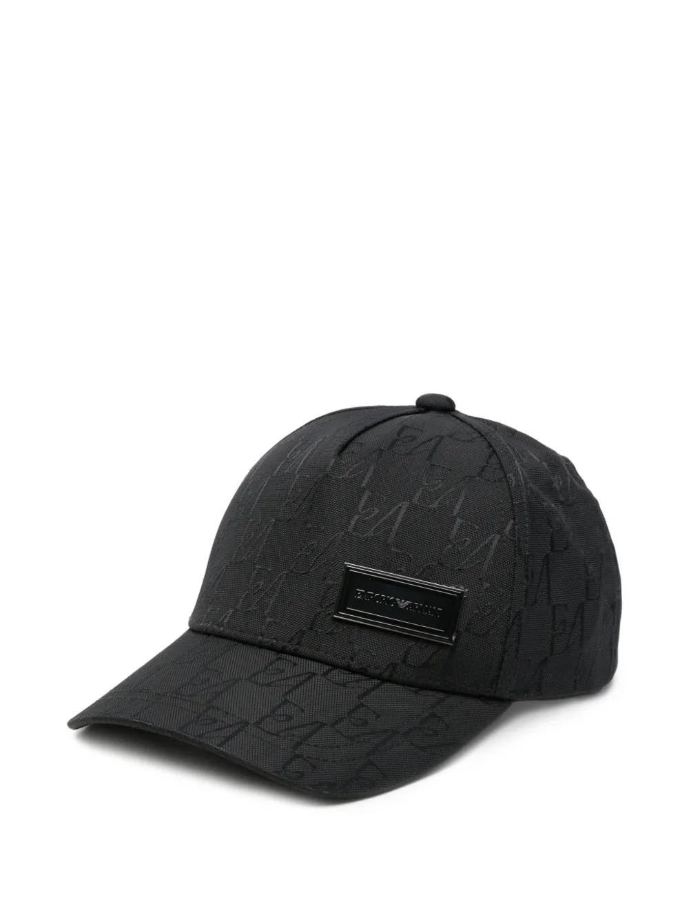 Emporio Armani monogram-jacquard touch-strap baseball cap - Nero