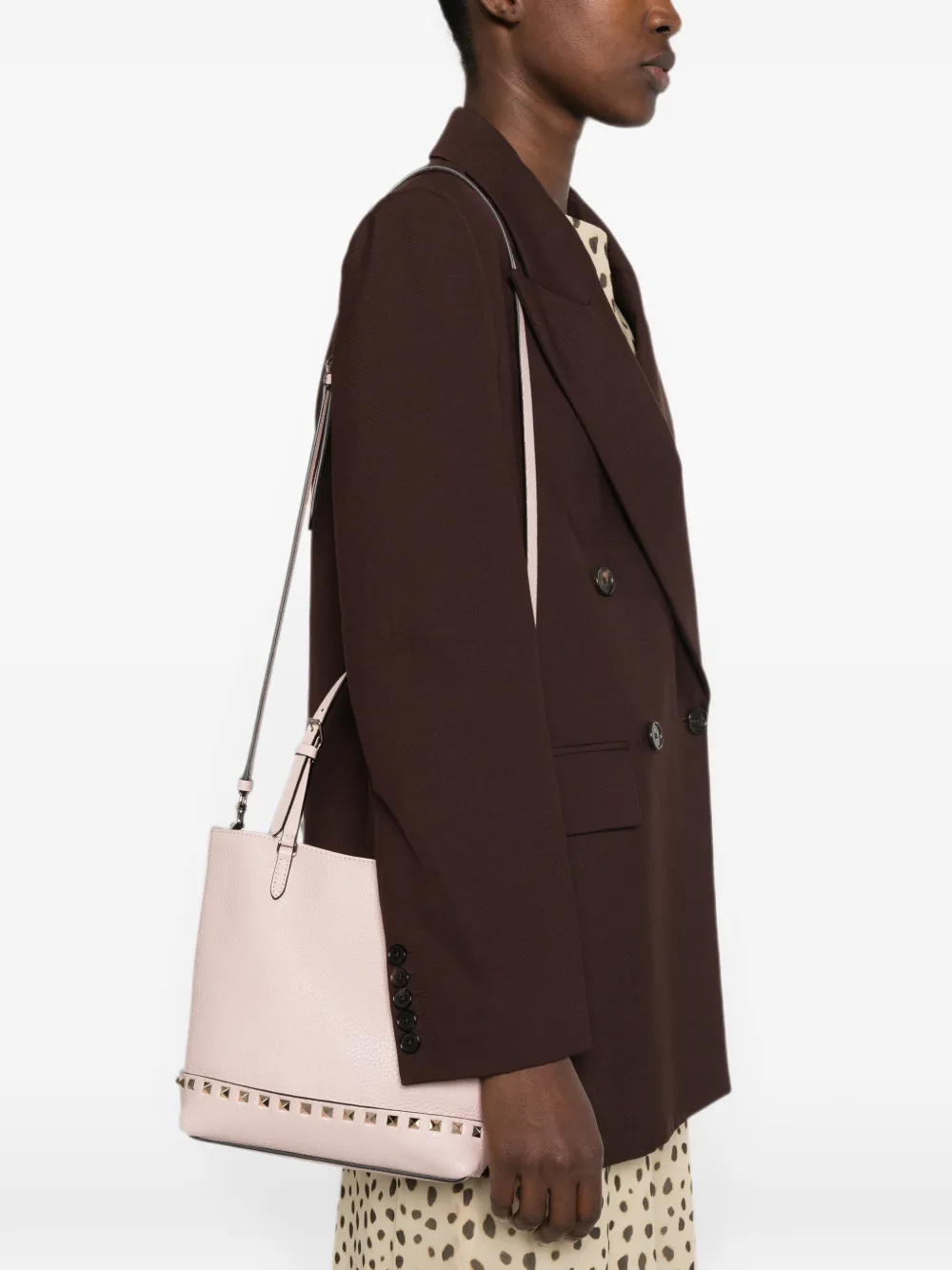 Valentino Garavani Rockstud shopper van bewerkt leer Roze