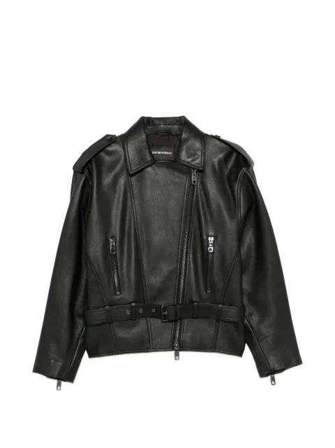 Emporio Armani belted leather jacket