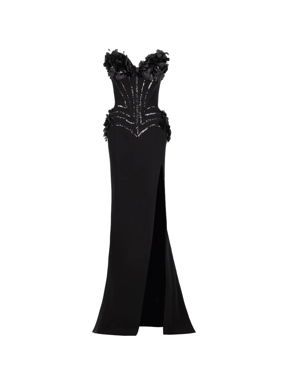 Gaby Charbachy sequin-embellished floral-appliqué maxi dress