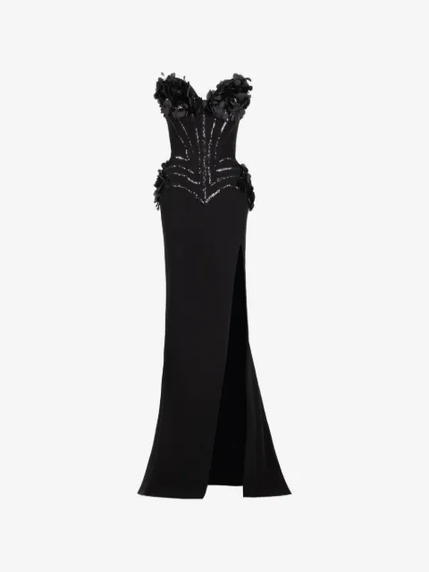 Gaby Charbachy  sequin-embellished floral-appliqué maxi dress