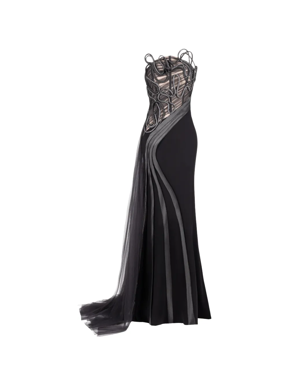 Gaby Charbachy sculptural-detail strapless maxi dress