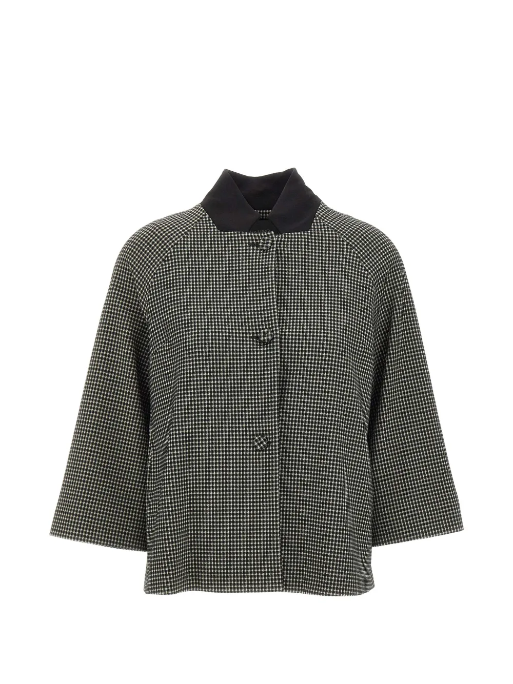 Elena Miro' Checked Mandarin-collar Jacket In Gray