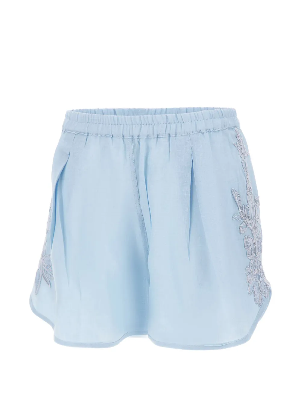 MAURIZIO MYKONOS floral-embroidered shorts - Blu