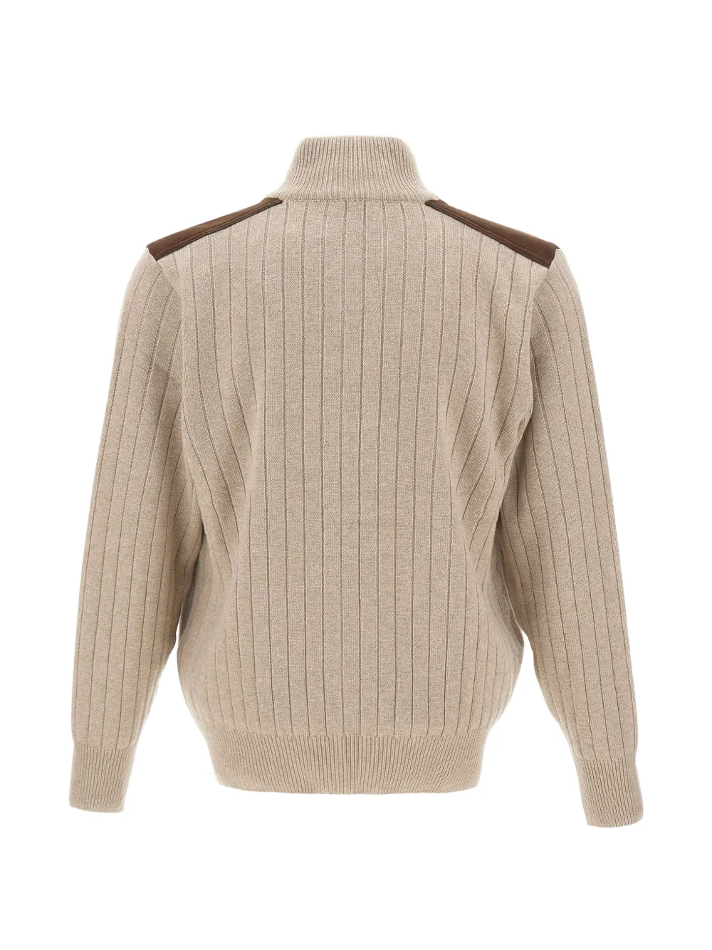 Paul & Shark Ribgebreid vest met suède vlak Beige