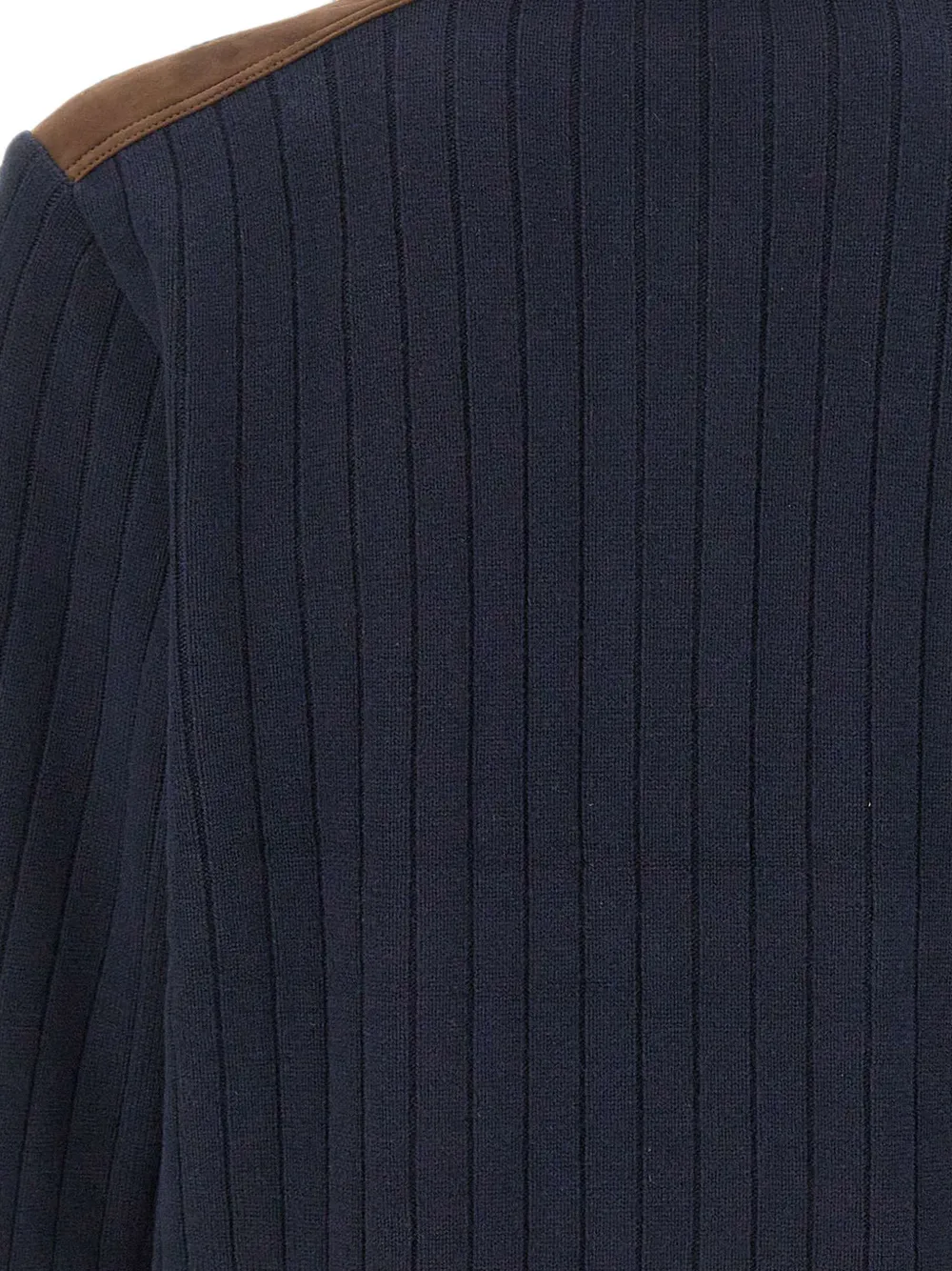 Paul & Shark Ribgebreid vest met suède vlak Blauw