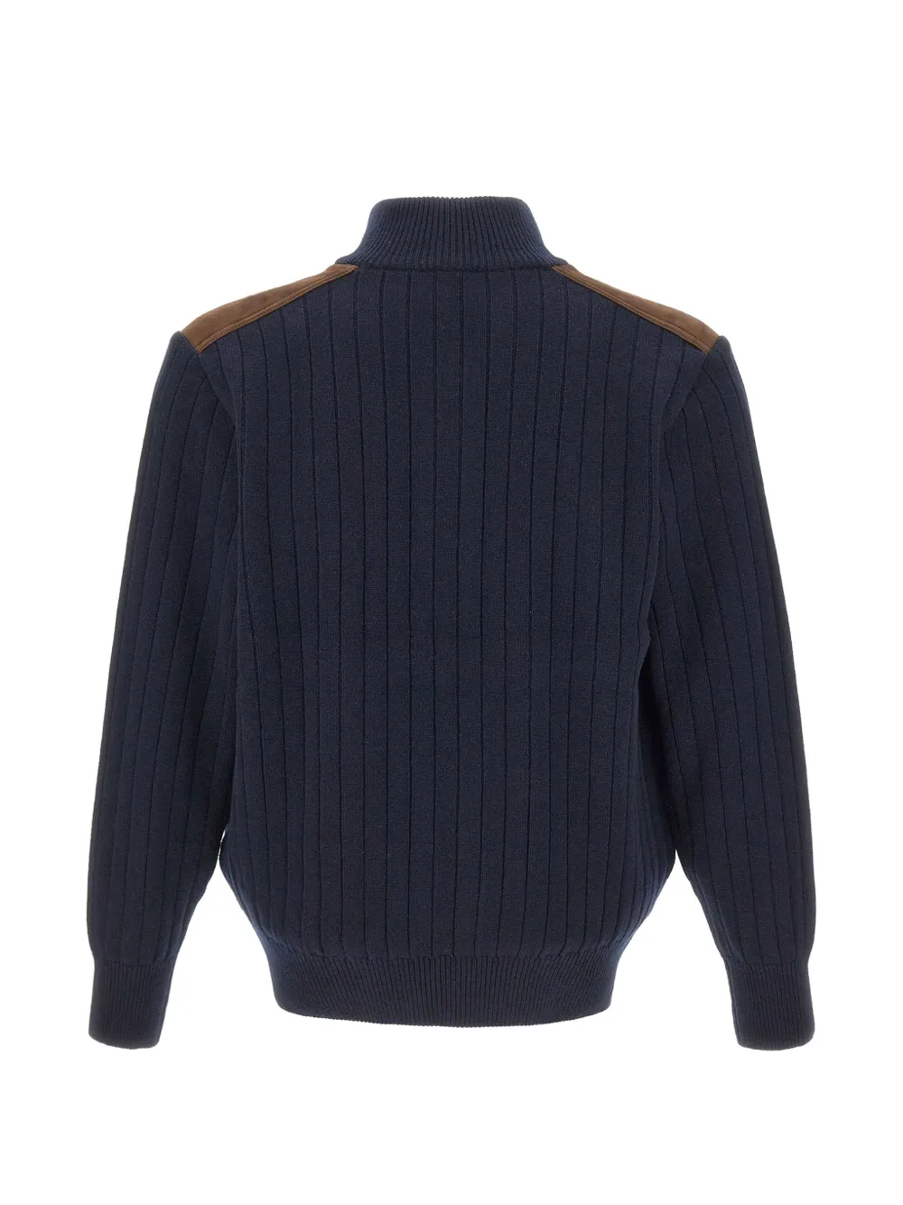 Paul & Shark Ribgebreid vest met suède vlak Blauw