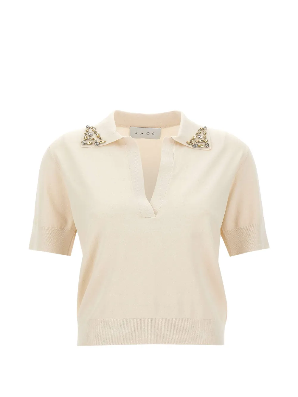 kaos jewel-embellished knitted polo shirt - Toni neutri