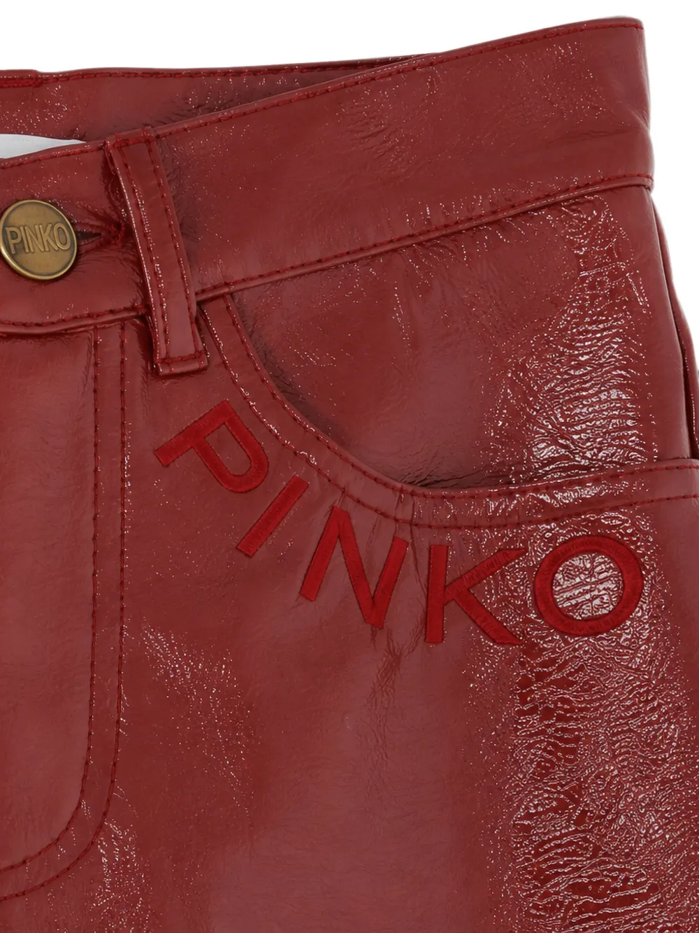 Pinko Kids Gecoate broek met geborduurd logo Rood