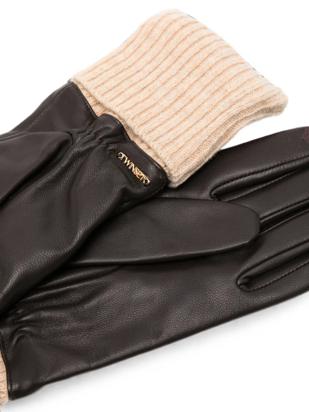 TWINSET Handschoenen met logoplakkaat Bruin