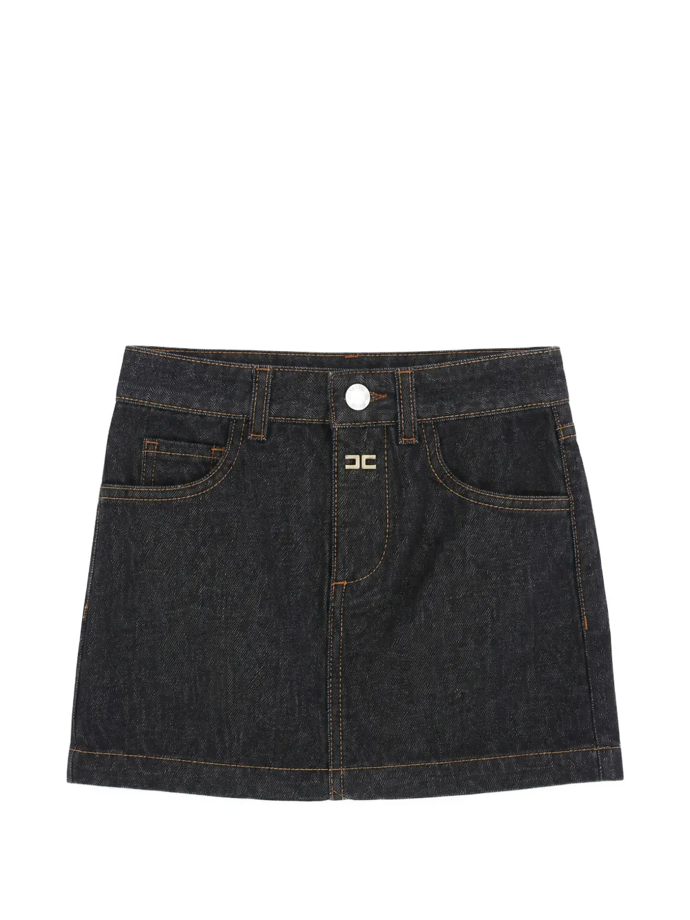 Elisabetta Franchi La Mia Bambina logo-plaque denim skirt - Schwarz