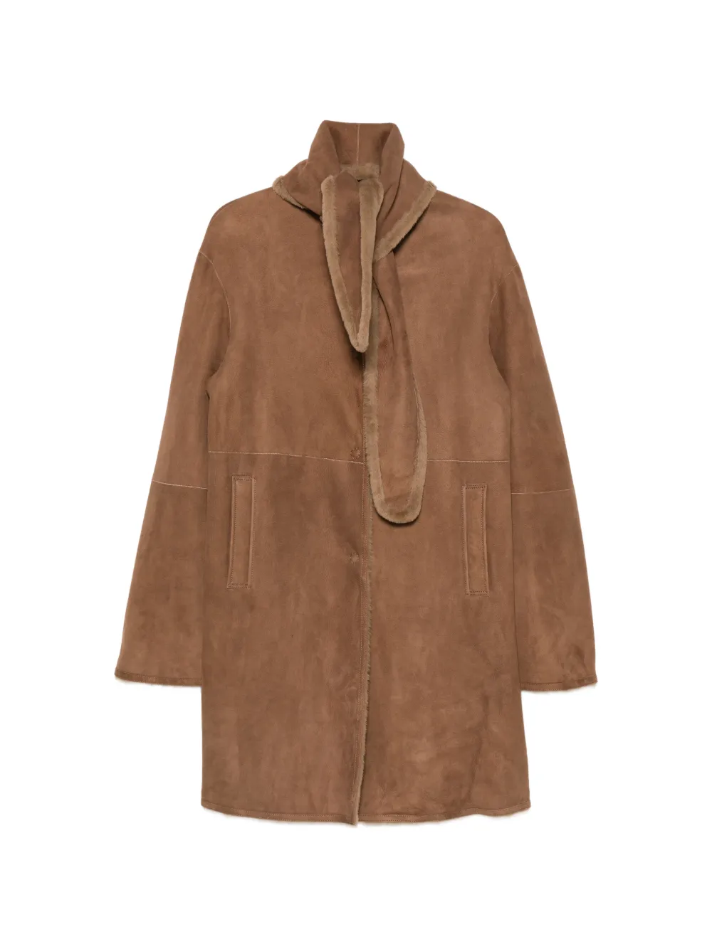 Manzoni 24 shearling-linned scarf-detail coat - Marrone