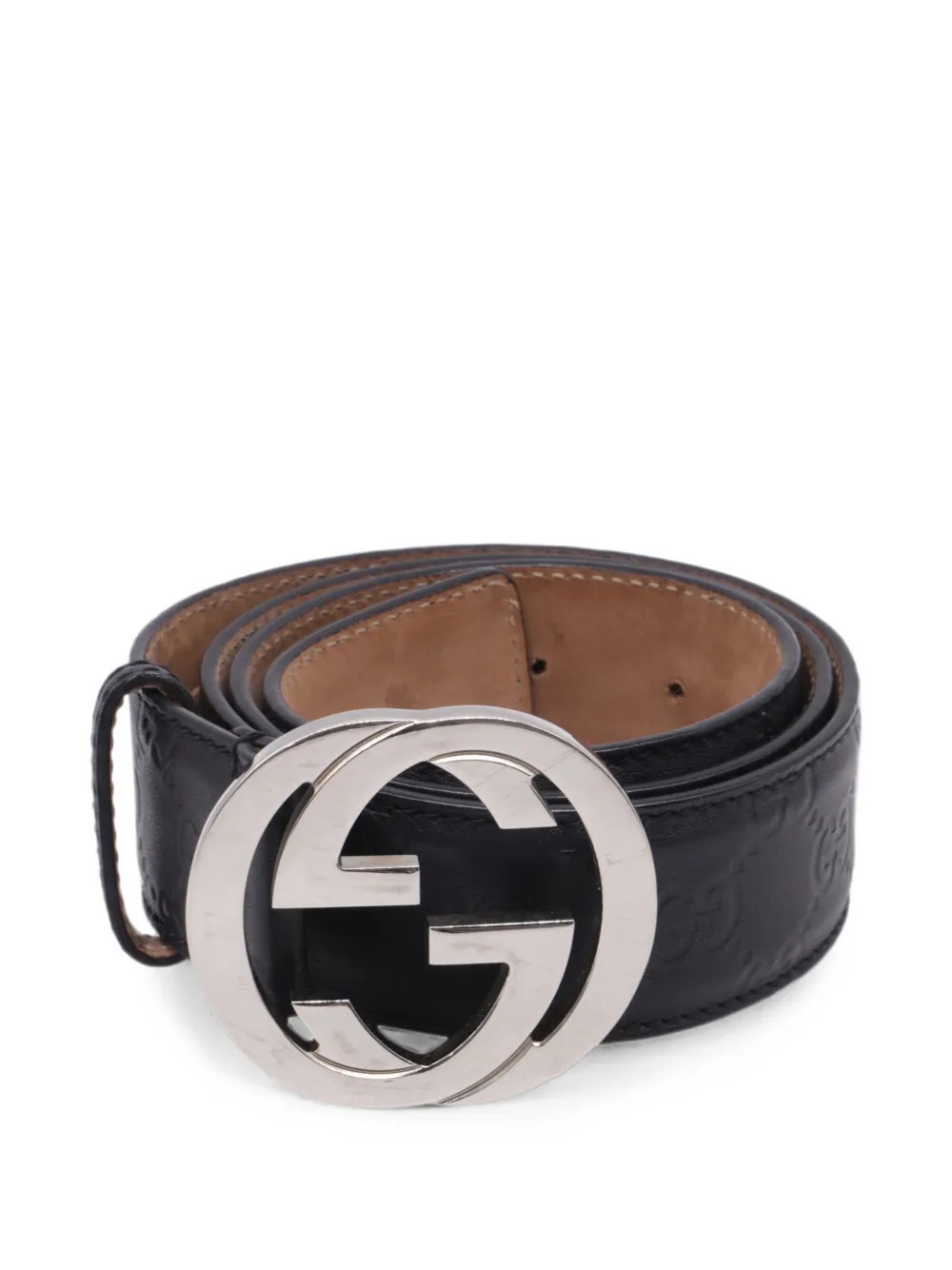 Gucci Pre-Owned Guccissima interlocking G-buckle belt - Nero