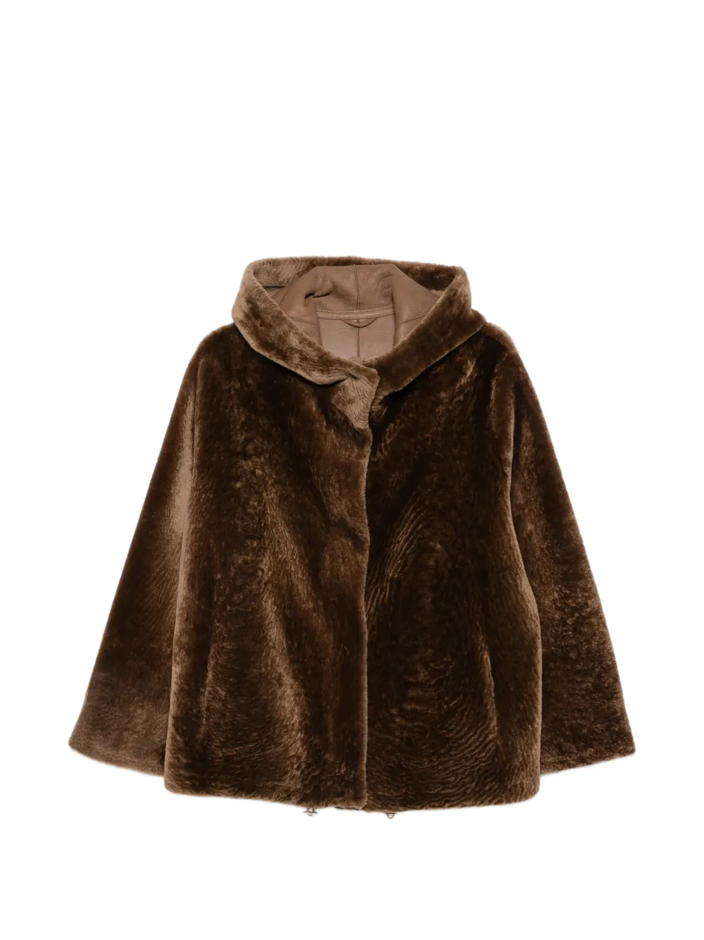 Manzoni 24 hooded shearling jacket - Braun
