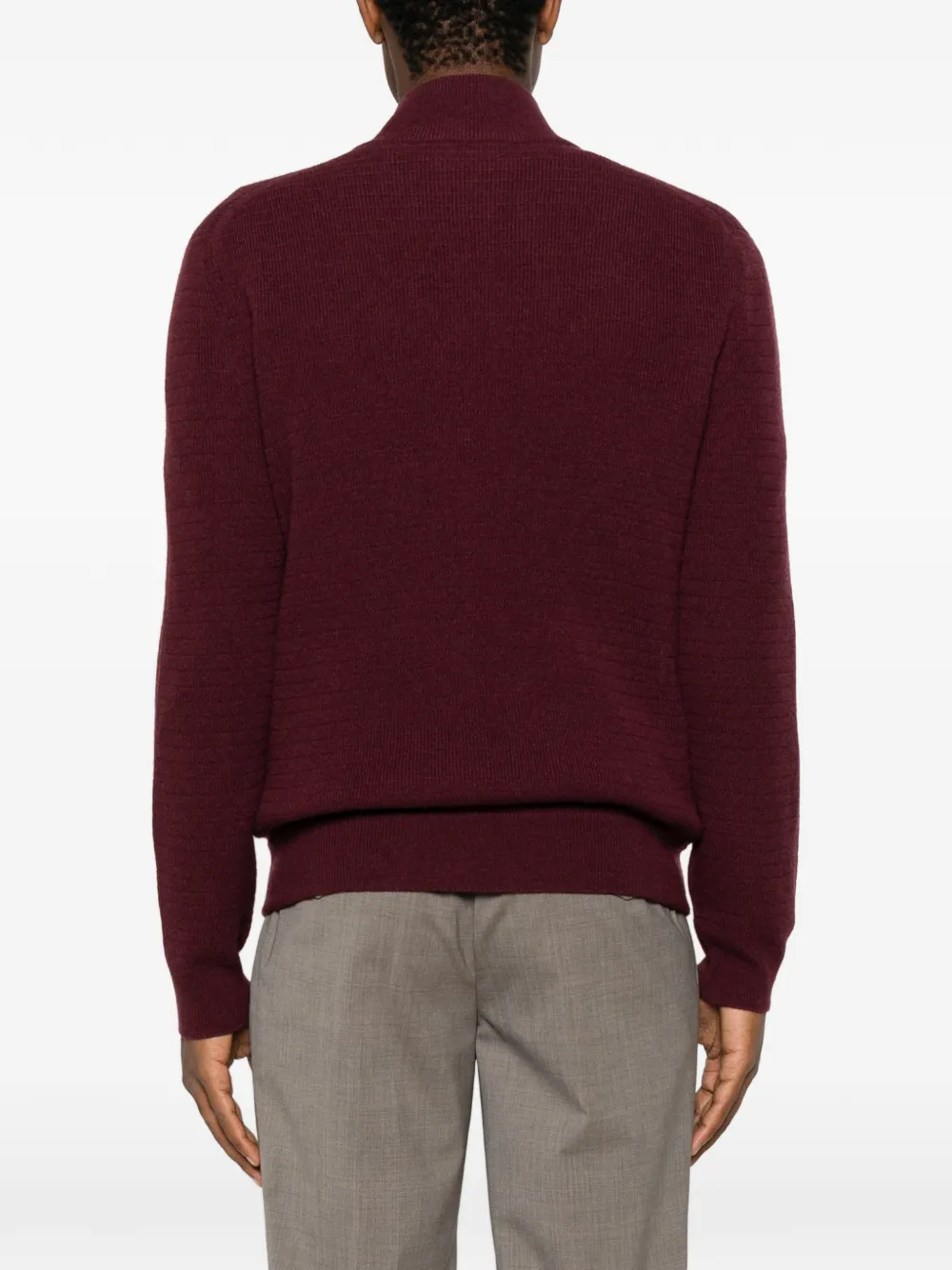 Canali Ribgebreide trui met rits Rood
