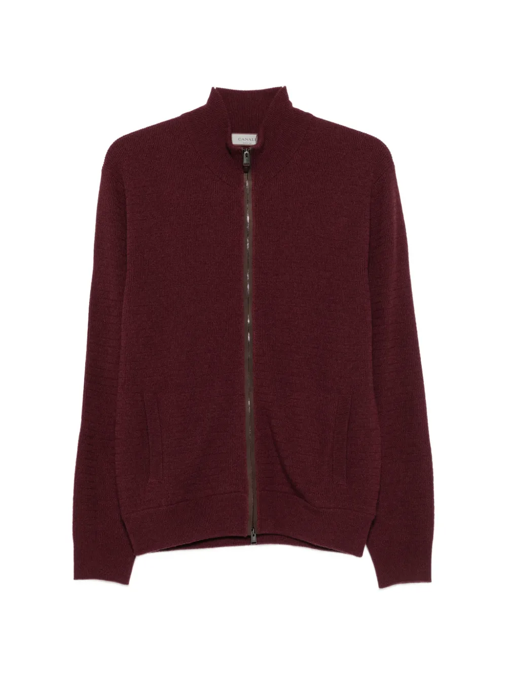 Canali zip-up ribbed-knit sweater - Rot