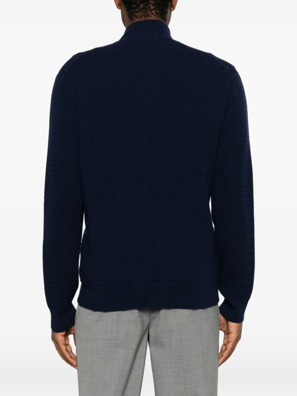 Canali Ribgebreide trui met rits Blauw