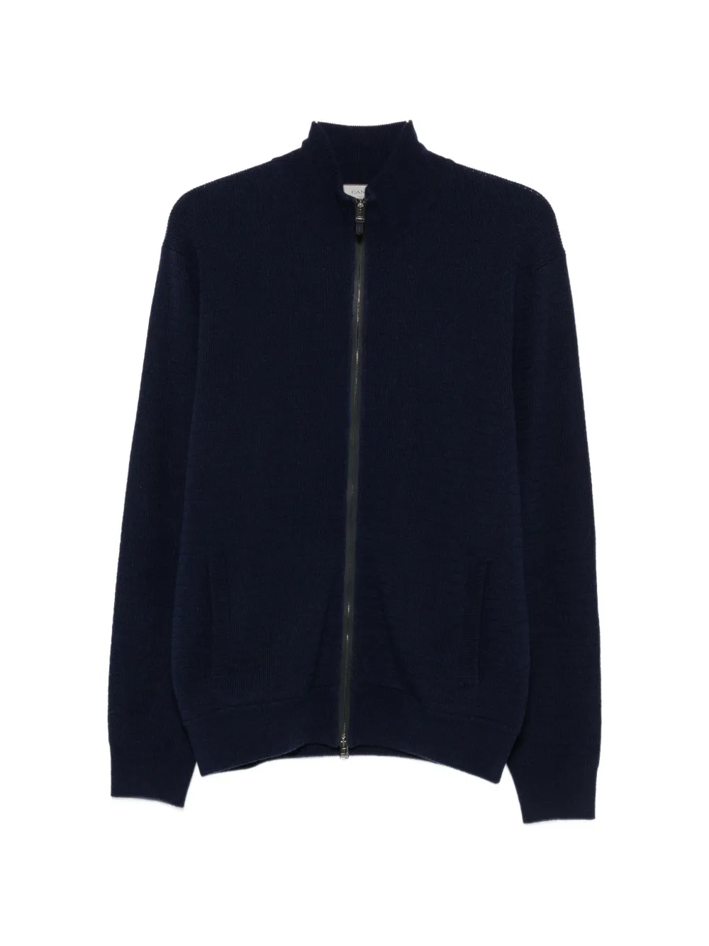 Canali zip-up ribbed-knit sweater - Blau