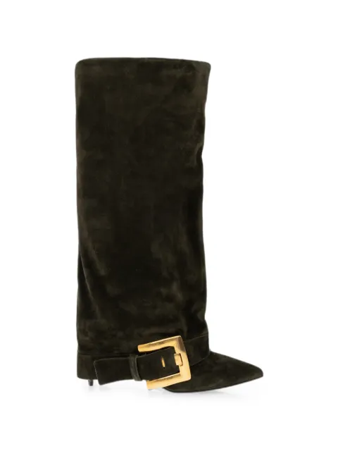 Balmain Anthem buckle-detail suede boots