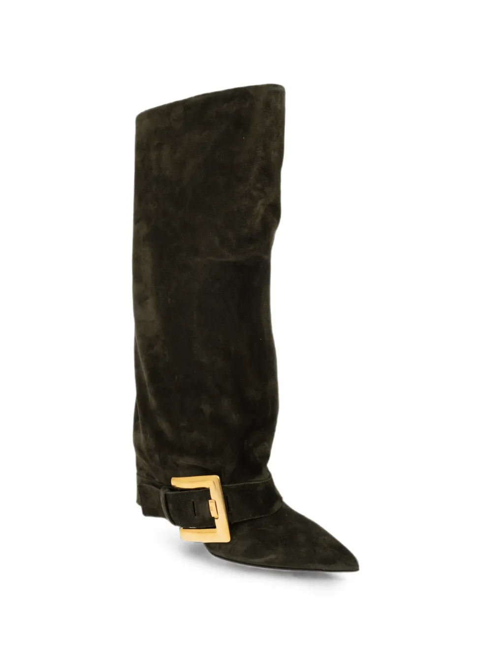 Balmain Anthem buckle-detail suede boots Groen