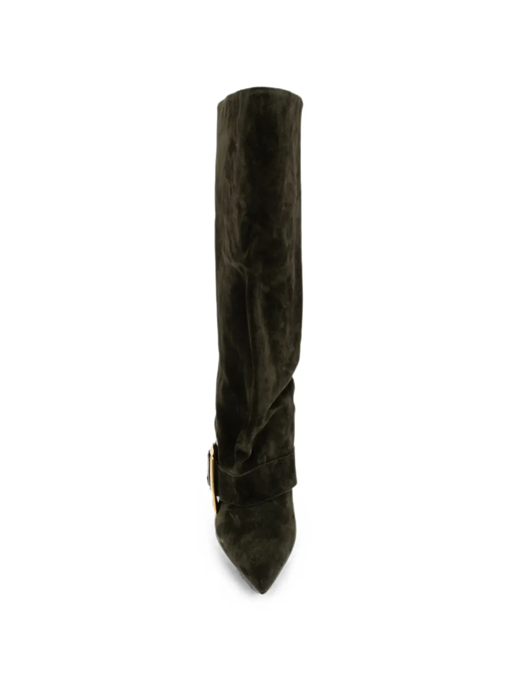 Balmain Anthem buckle-detail suede boots Groen