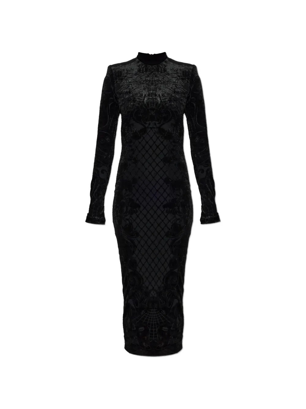 Balmain velvet patterned midi dress - Schwarz