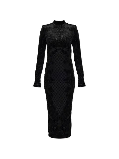 Balmain mellemlang kjole i velour med mønster