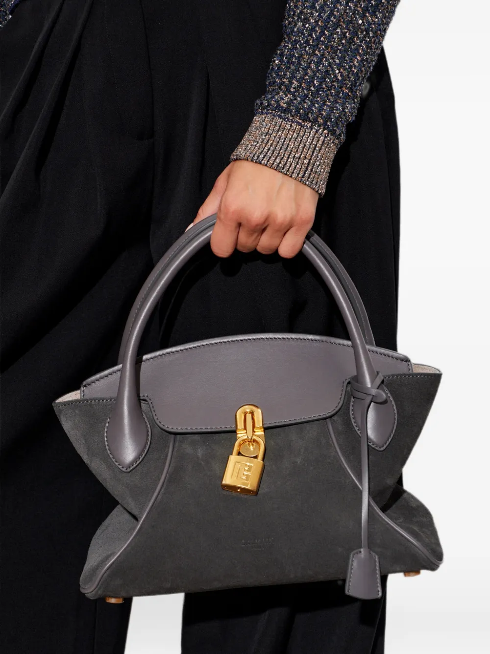 Balmain Kleine Pulse Day suède shopper Zwart