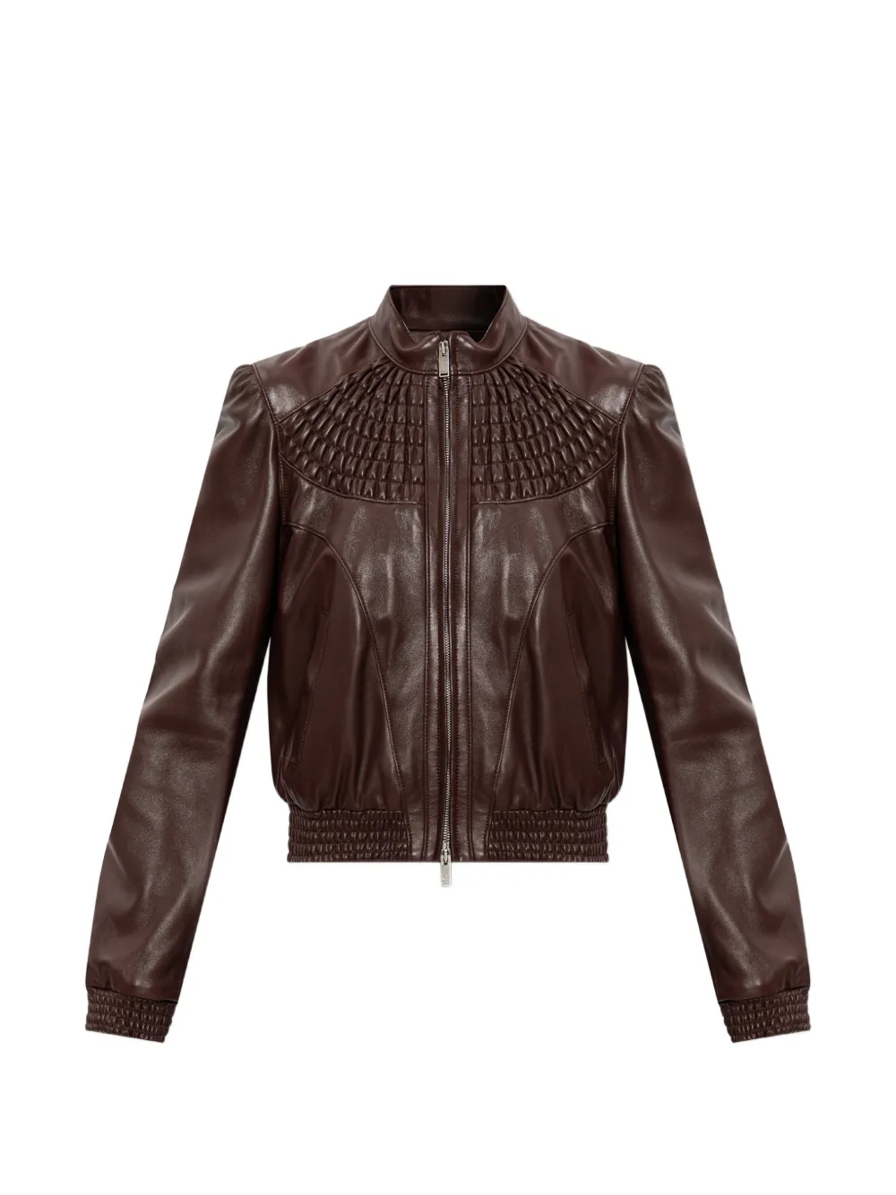 Alexander McQueen smocking leather jacket in burgundy - Marrone
