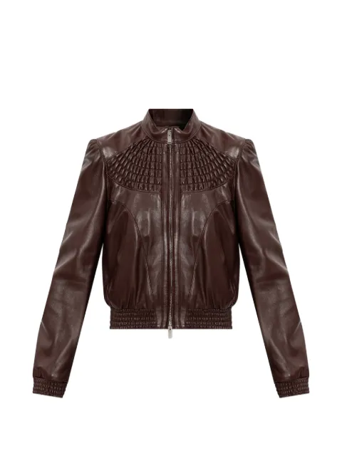 Alexander McQueen smocking leather jacket in burgundy