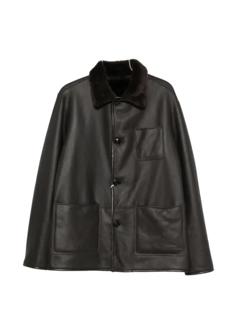 Manzoni 24 shearling-collar leather jacket