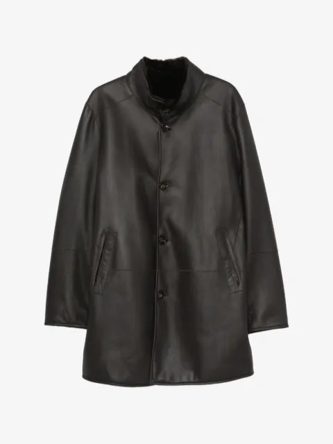 Manzoni 24 button-fastening leather coat