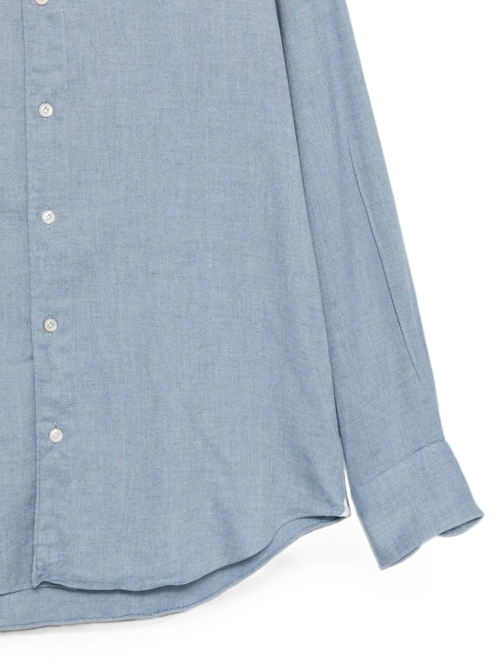 Finamore 1925 Napoli Overhemd met lange mouwen en visgraatpatroon Blauw