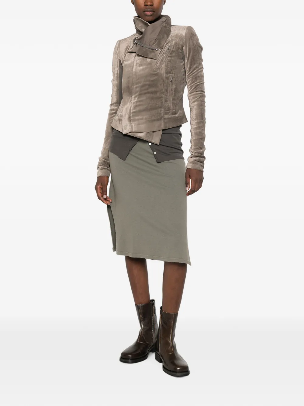 Rick Owens Fluwelen jack met asymmetrische rits Grijs