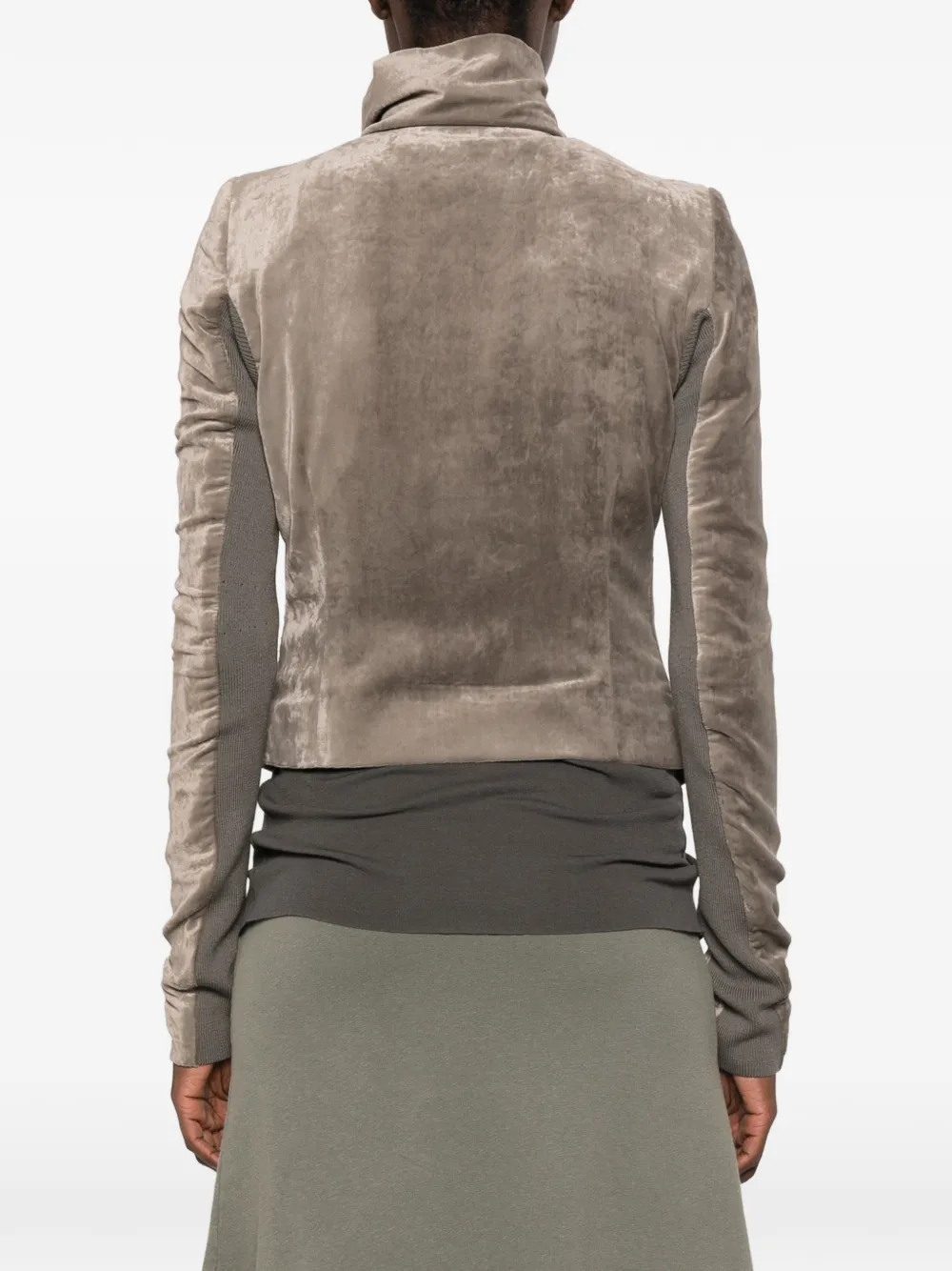 Rick Owens Fluwelen jack met asymmetrische rits Grijs