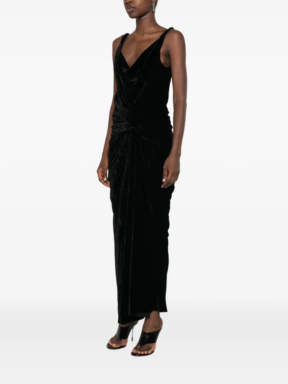 Rick Owens Fluwelen midi-jurk Zwart