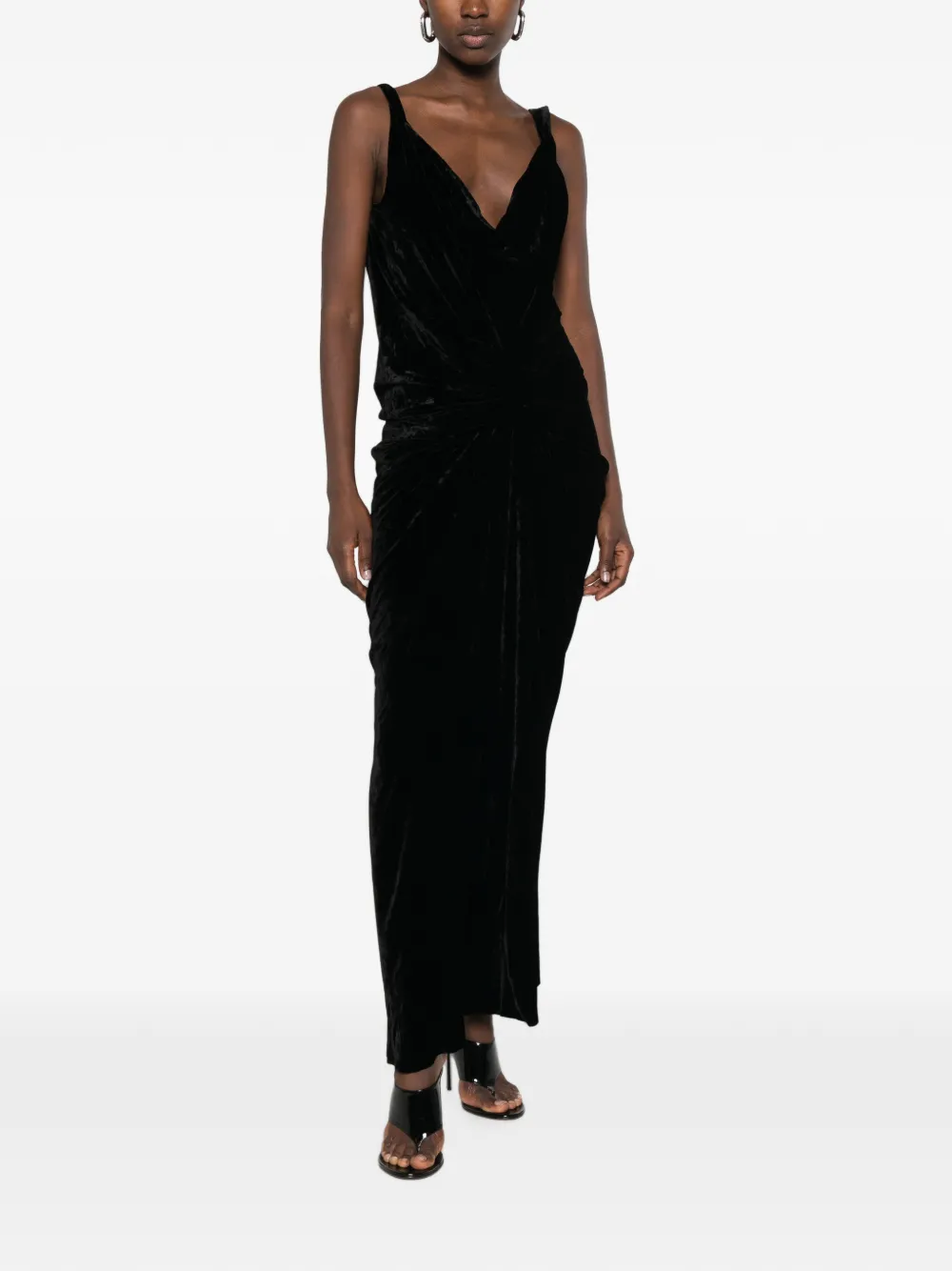 Rick Owens Fluwelen midi-jurk Zwart