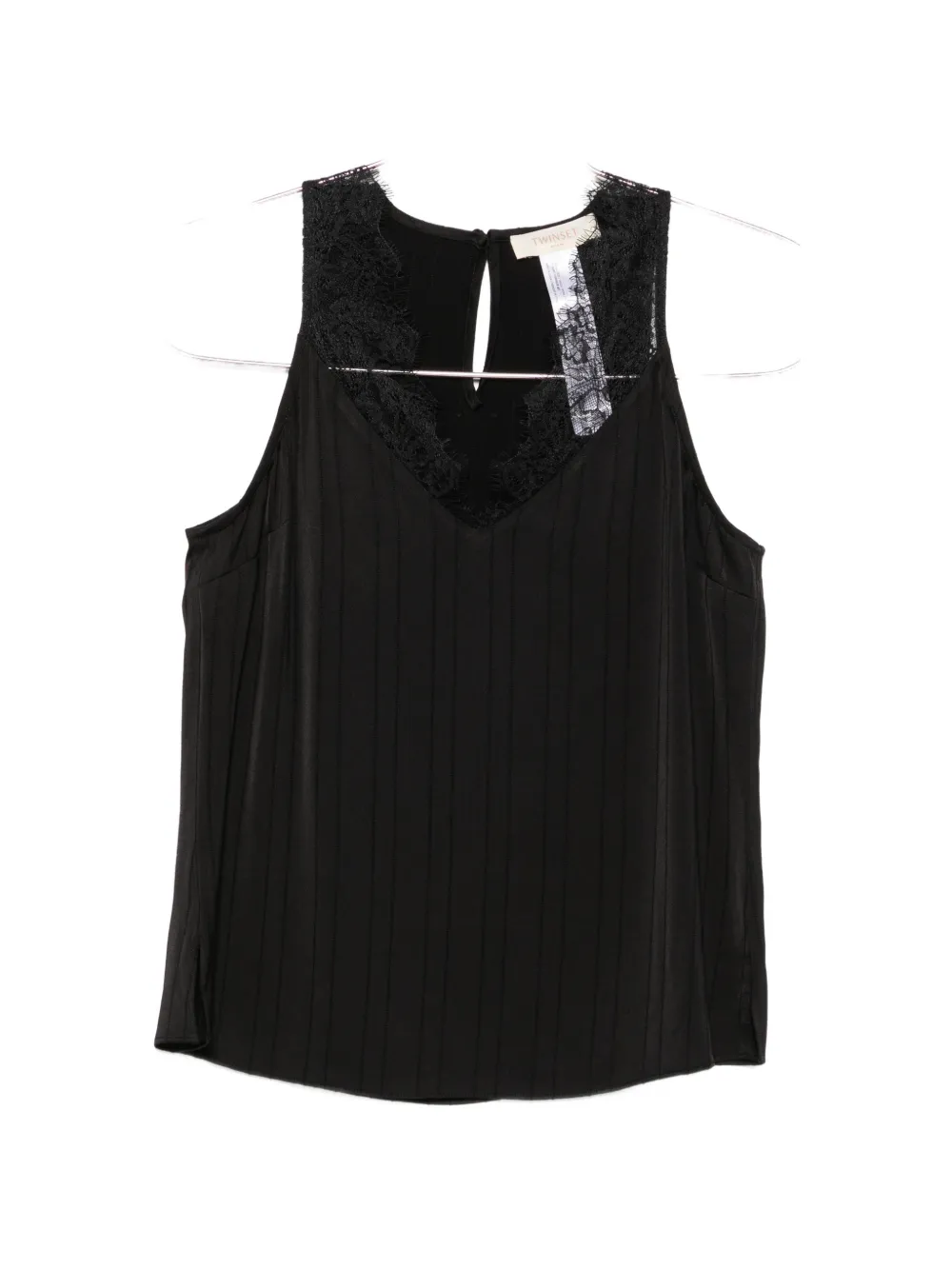 Twinset Lace-trim Pleated Blouse In Black