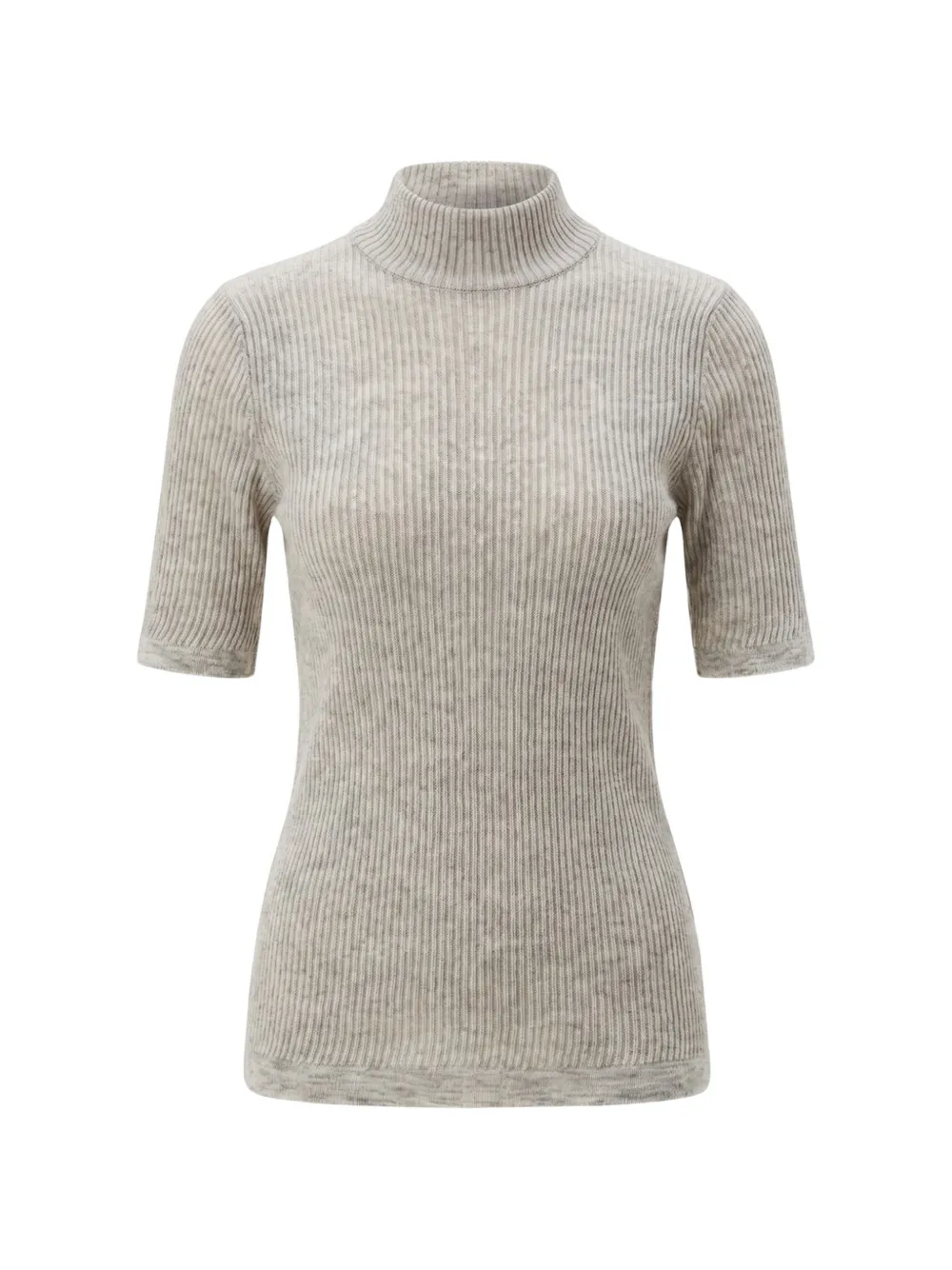 Brunello Cucinelli ribbed-knit short-sleeve sweater - Toni neutri