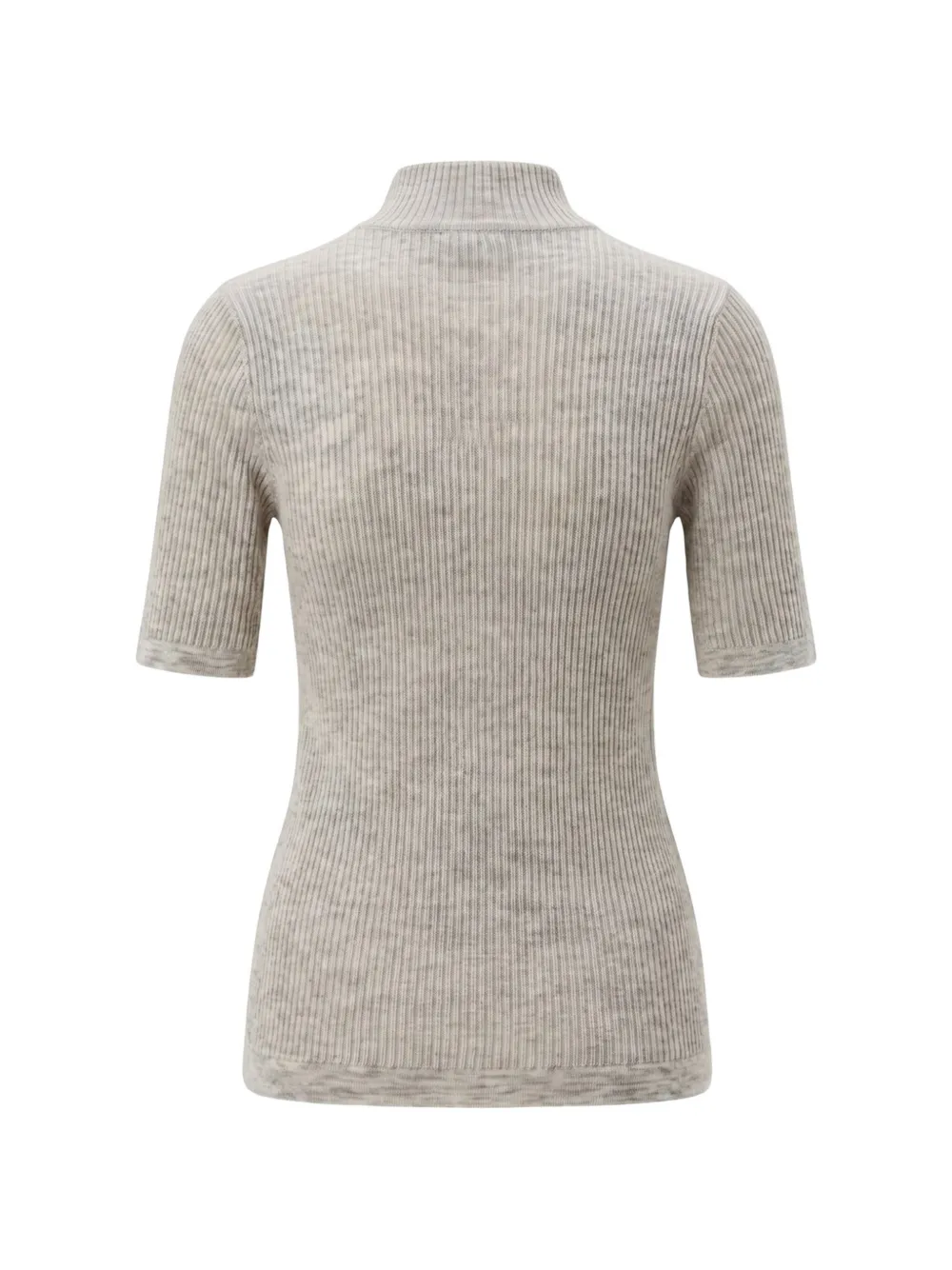Brunello Cucinelli Ribgebreide trui met korte mouwen Beige