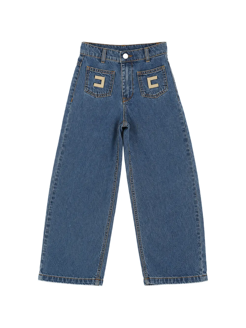 Elisabetta Franchi La Mia Bambina logo-patch jeans - Blu