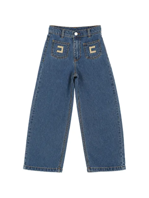 Elisabetta Franchi La Mia Bambina vaqueros con parche del logo