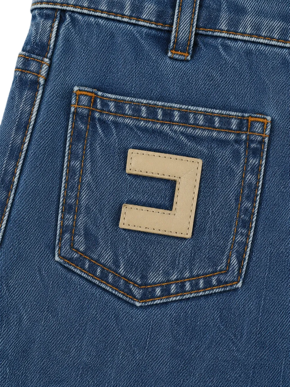 Elisabetta Franchi La Mia Bambina logo-patch jeans Blauw