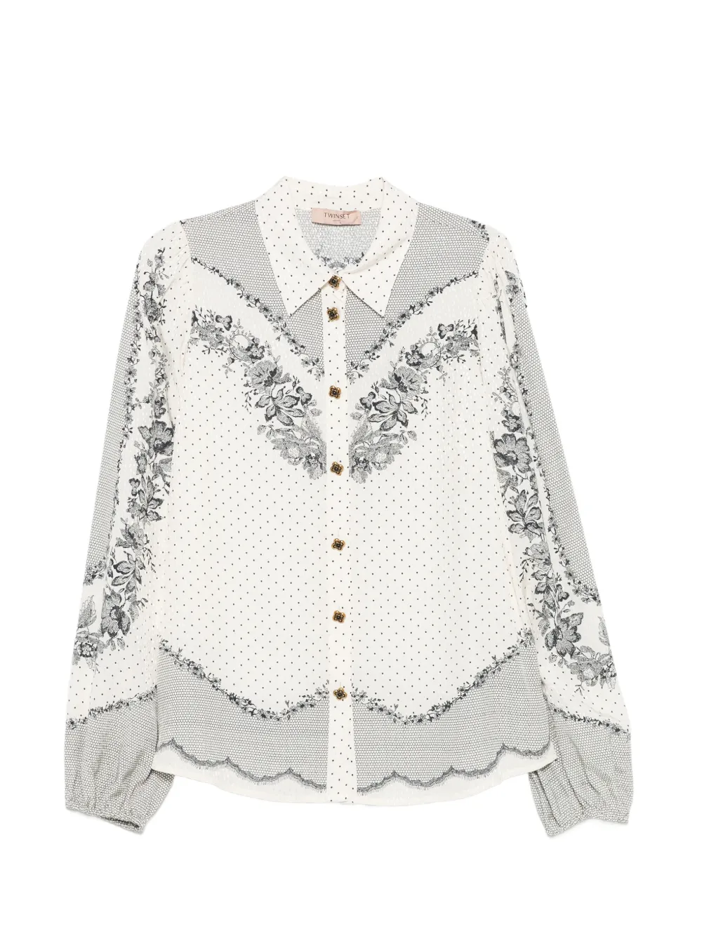 TWINSET floral-print polka-dot shirt - Nude