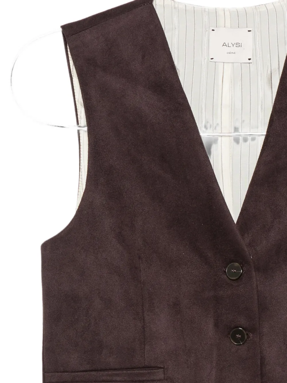 Alysi Gilet met suède-effect en knopen Paars